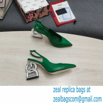 Dolce  &  Gabbana Heel 10.5cm Slingbacks Green with DG Heel 2022